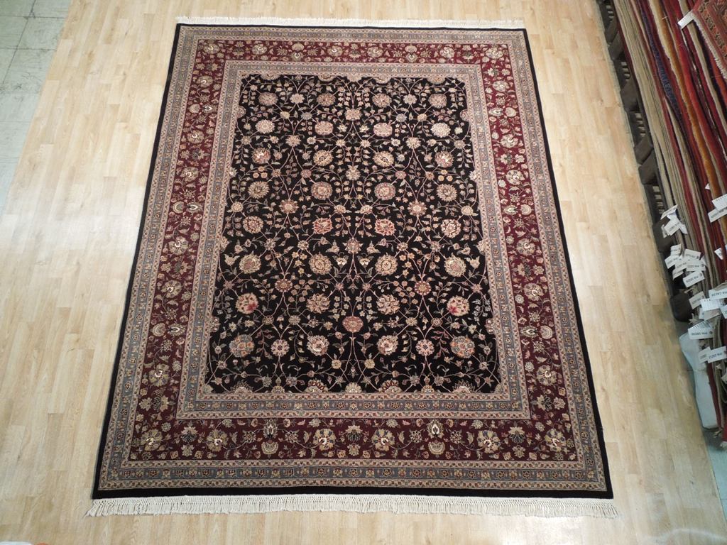 7.11 x 9.11 High End Wool & Silk Rug BLACK #PIX-18625