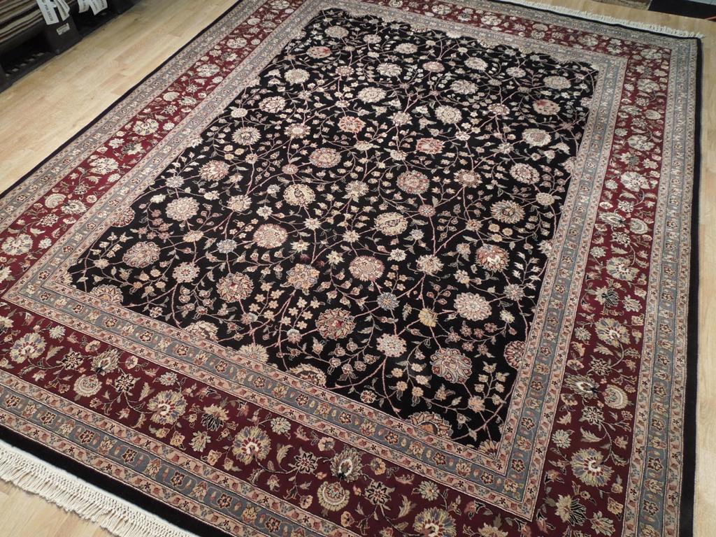 7.11 x 9.11 High End Wool & Silk Rug BLACK #PIX-18625