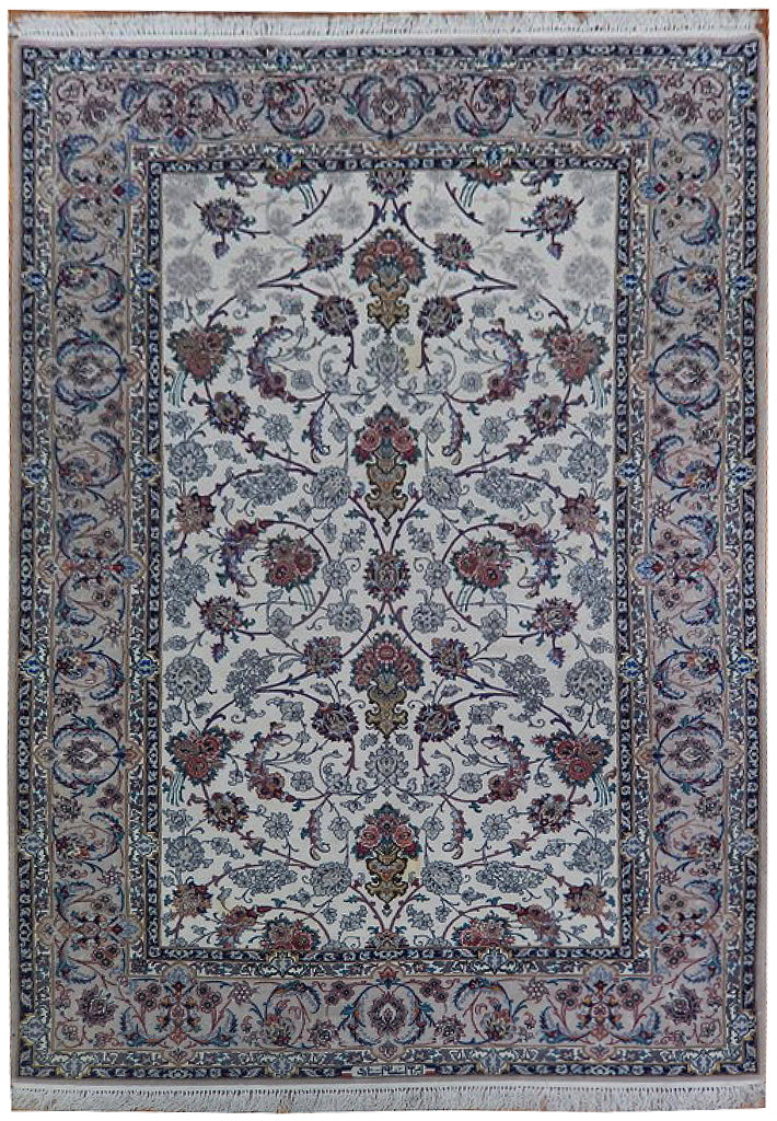 5 x 7.6 SIGNED Fine Persian Isfahan Wool & Silk on SILK Rug 500 KPSI #PIX-22731
