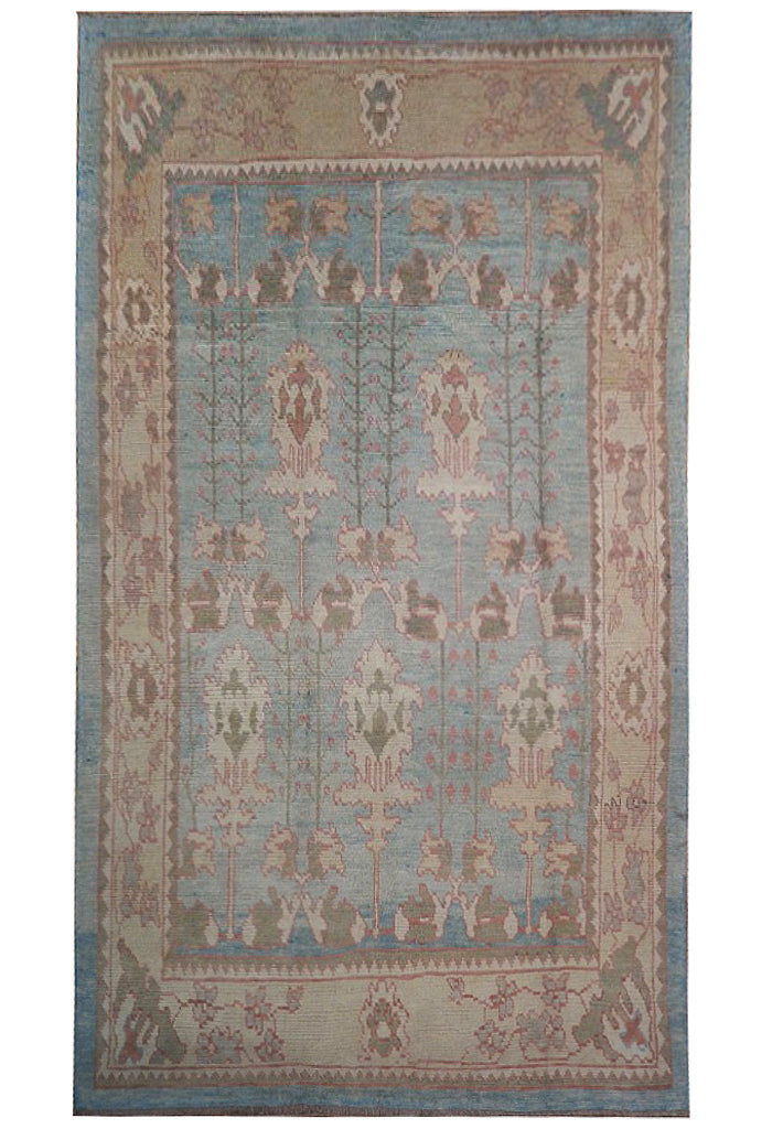 6.10 x 11.4 Semi-Antique Turkish handmade Oushak Rug Light BLue #PIX-22985