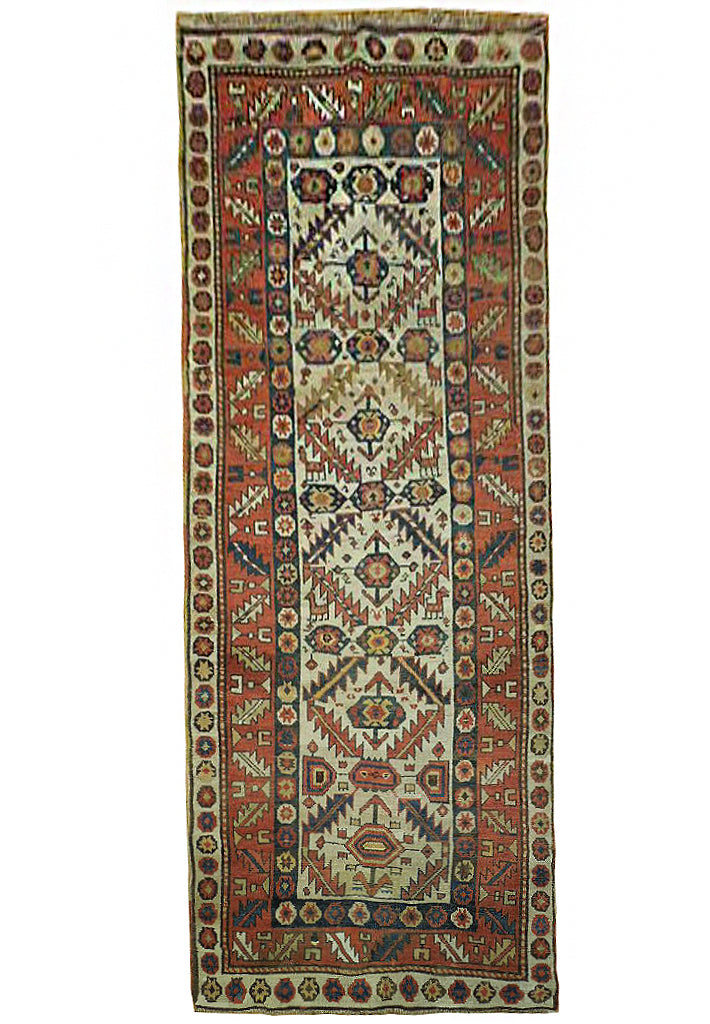 3.7 x 10 Ivory Antique Russian Kazak Rug 23930
