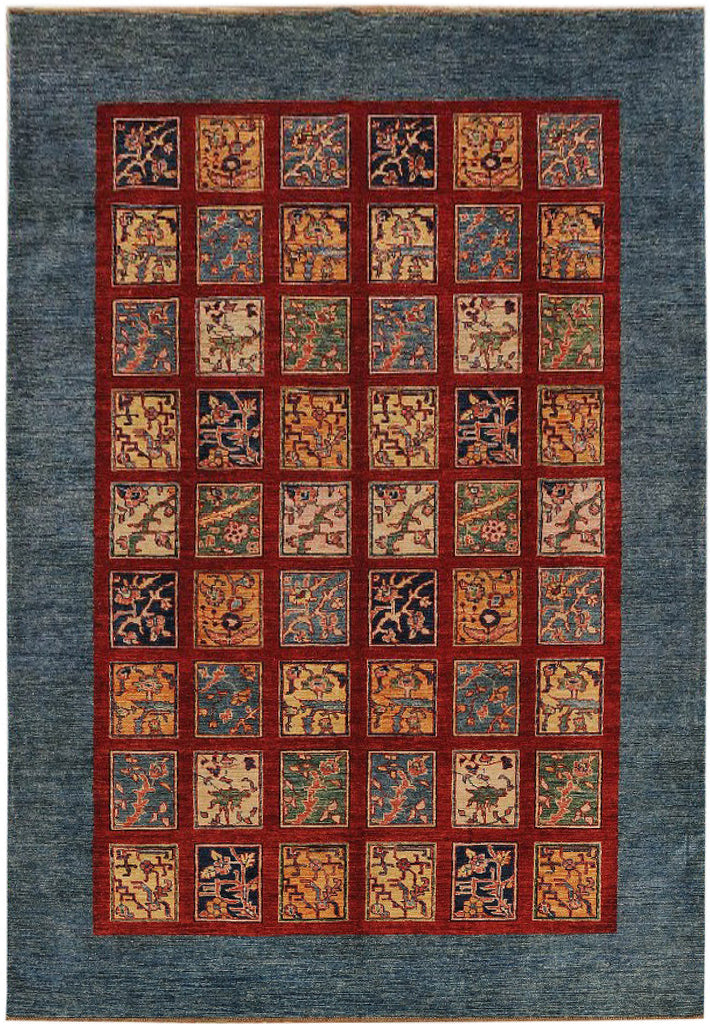 6.3 x 9.5 New Handmade Chechen Kazak Rug Bakhtiar Garden Pattern