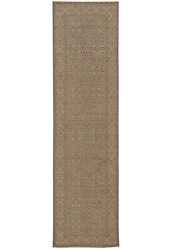 10' Feet Runner Quality Handmade Wool Neutral Pastels  #PIX-25191