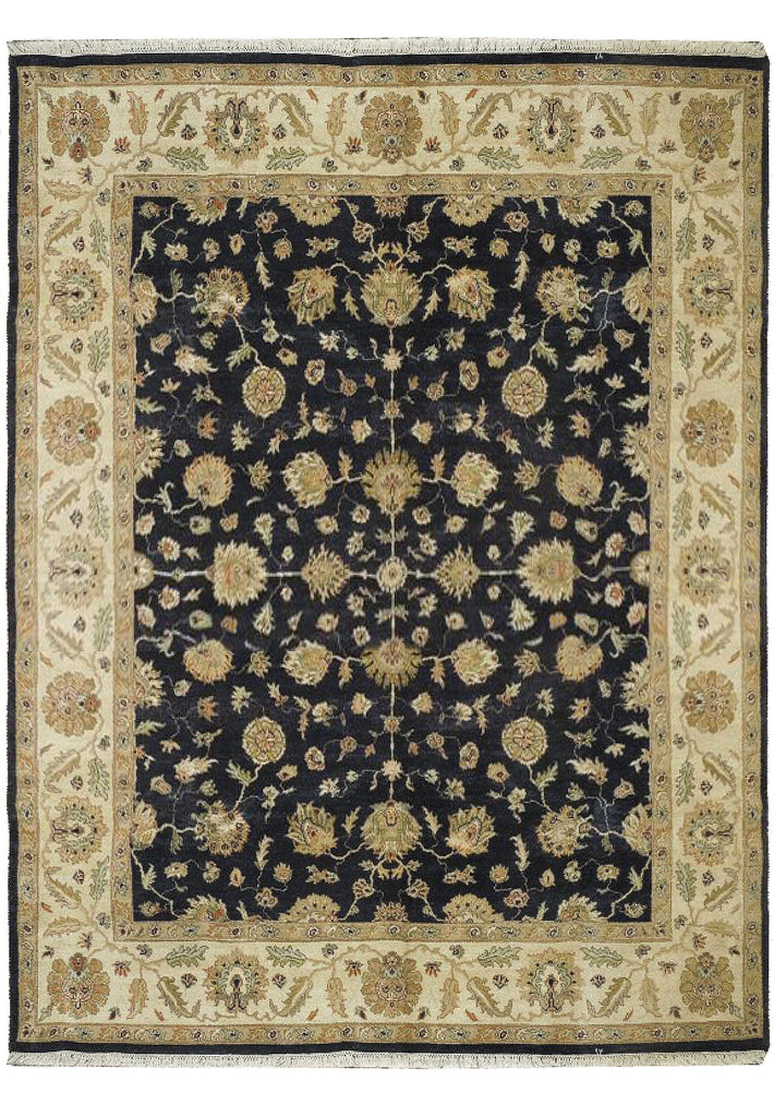 8 x 10 Quality Wool Hand-Knotted Jaipur Rug Black