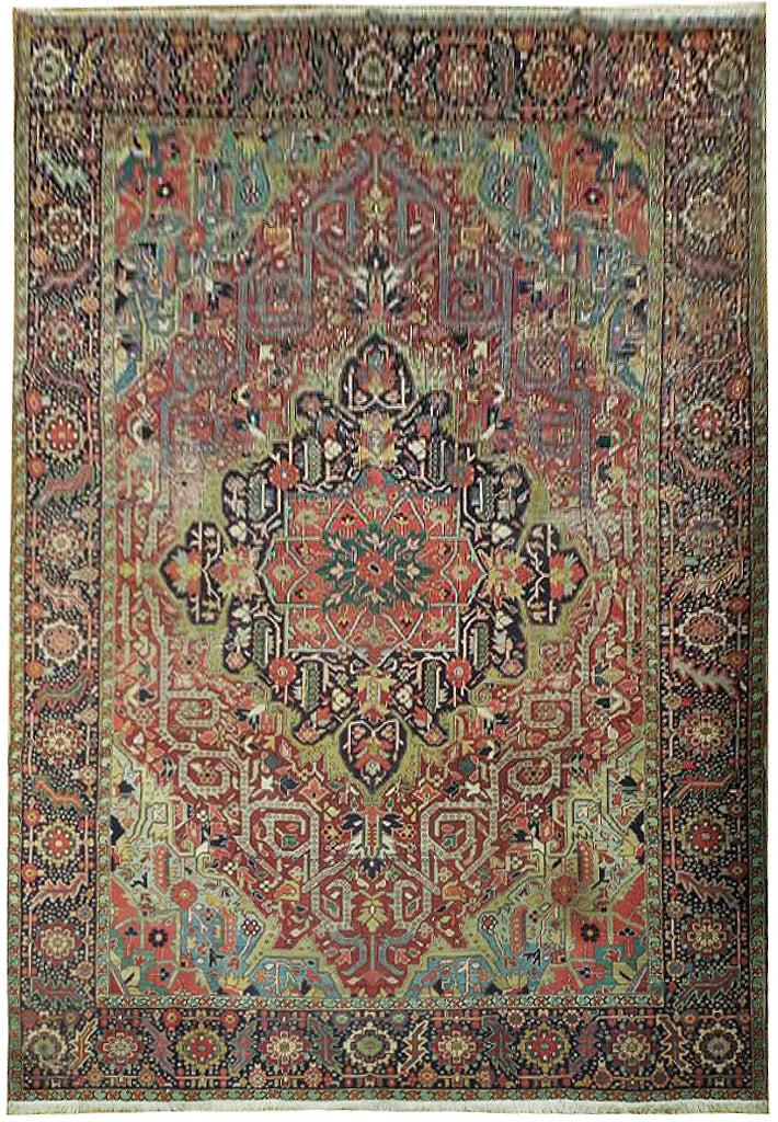 8.6 x 11.0 Antique Persian Heriz Rug 1950's #PIX-25679