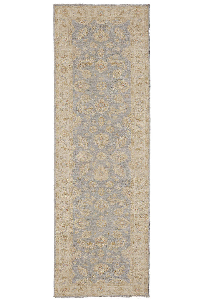 10' Feet Runner Handmade Natural Wool  LIGHT BLUE Pale Neutral  #PIX-26852