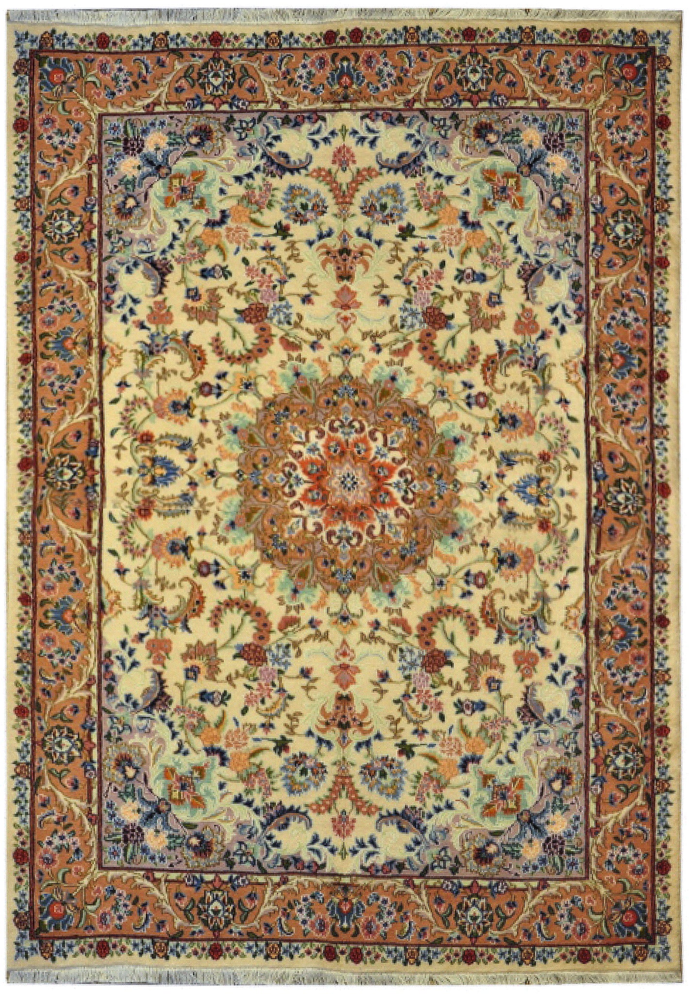 Iran Ruge 4.9 x 7 Authentic Persian Tabriz Rug Wool and Silk Handmade Iran #PIX ...