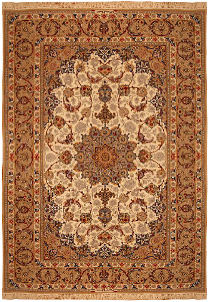 5 x 7.6 SIGNED Persian Esfahan Rug Wool and Silk #PIX-4199