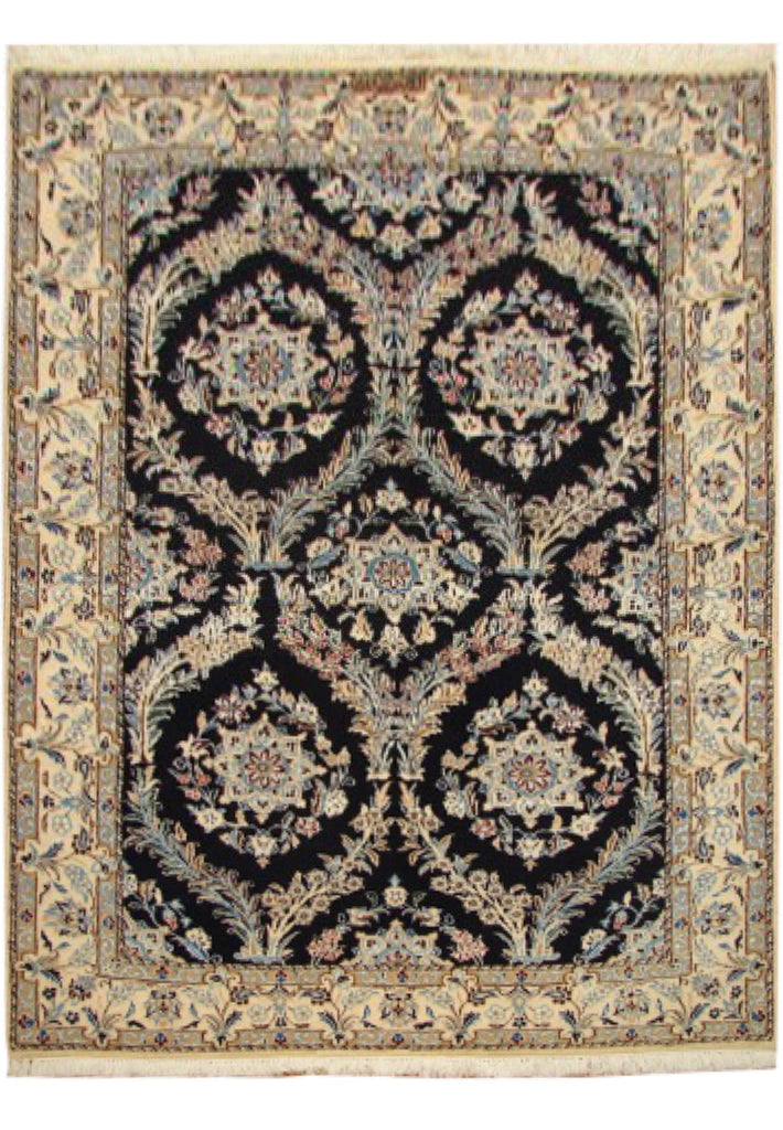 3.3 x 4.3 Signed Habibian High Quality Authentic Persian Nain 6 La Rug Handmade Iran Wool and Silk 500 KPSI #PIX-4869