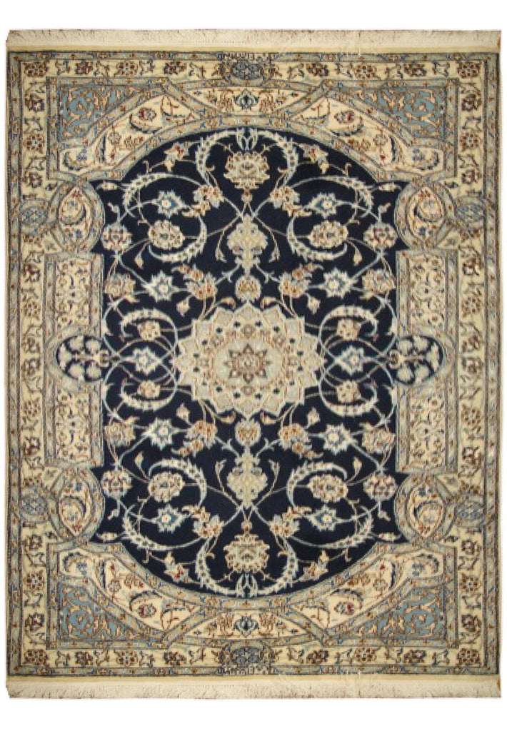 3.6 x 5 Signed Habibian High Quality Authentic Persian Nain 6 La Rug Handmade Iran Wool and Silk 500 KPSI #PIX-4912