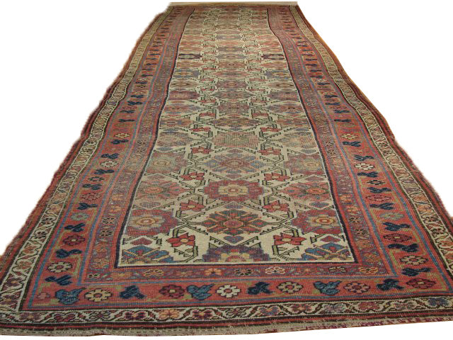 3.8 x 17 Ivory Antique Persian Mahal Runner 8574