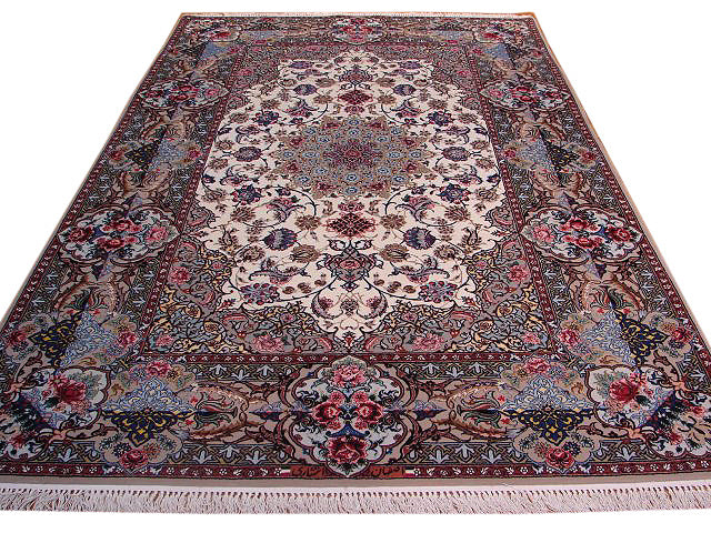 5 x 8 Authentic Persian Esfahan Rug Fine Quality 500 KPSI Wool and Silk Iran #PIX-9482