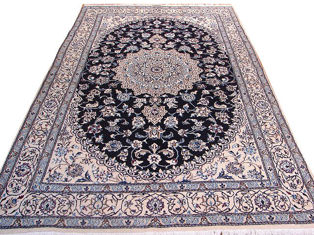 5 x 8 signed Authentic Persian Nain Rug Wool and Silk Iran #PIX-9486