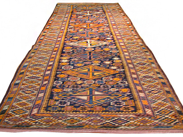 3.5 x 13.2 Multi-Color Antique Kazak Rug 9516