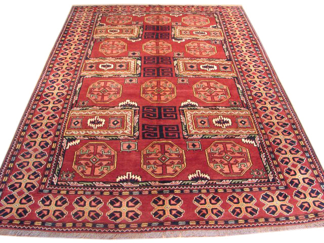 5.9 x 8.8 Afghan Natural Wool Handmade Rug #PIX-9935