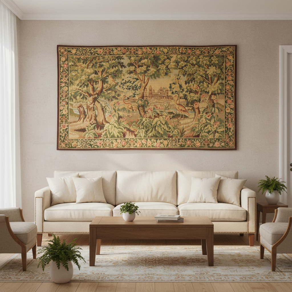 4.5 x 6.7 Scenery Tapestry Birds Peacock Trees Fall Colors #PIX-6168