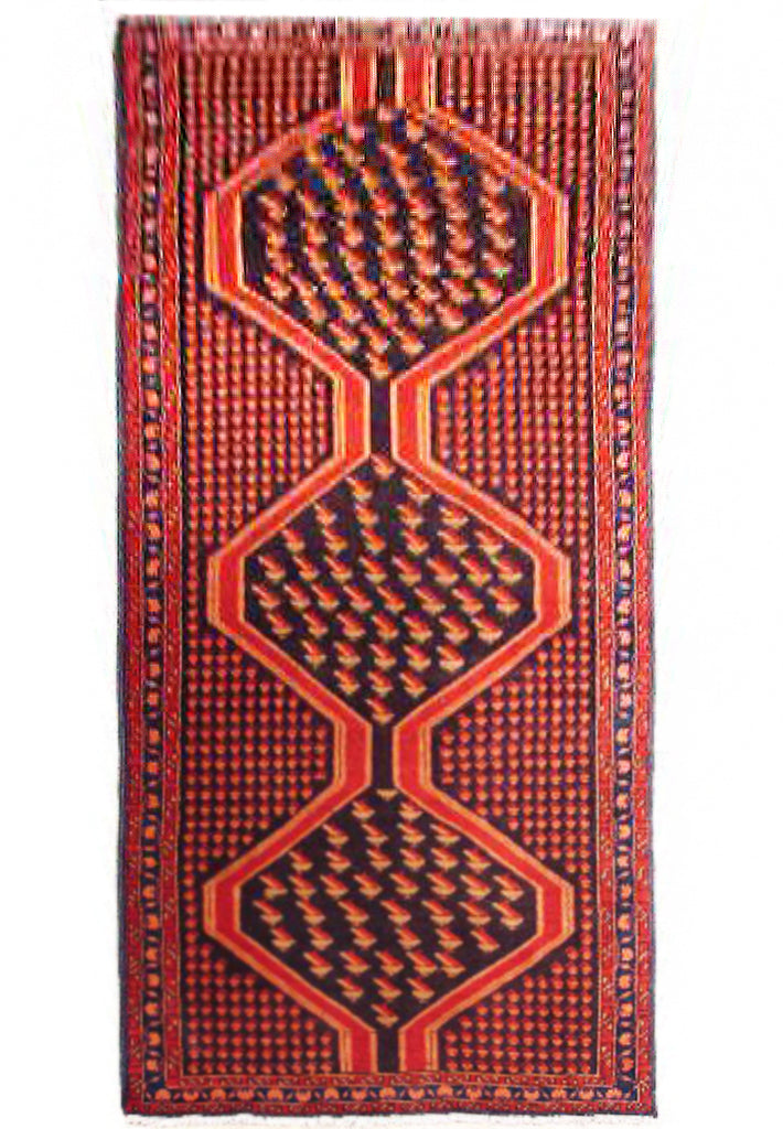 3.6 x 9.4 Semi-Antique Persian Hamadan Runner Rug 8995