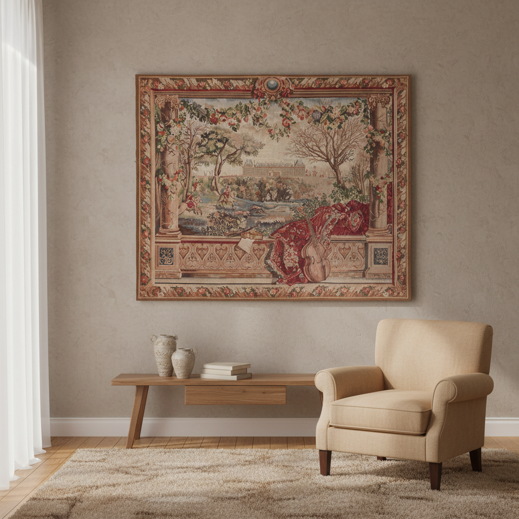 5 x 6 Pictorial Tapestry Fall SCINERY HANDMADE French 17 Century Style #PIX-14731