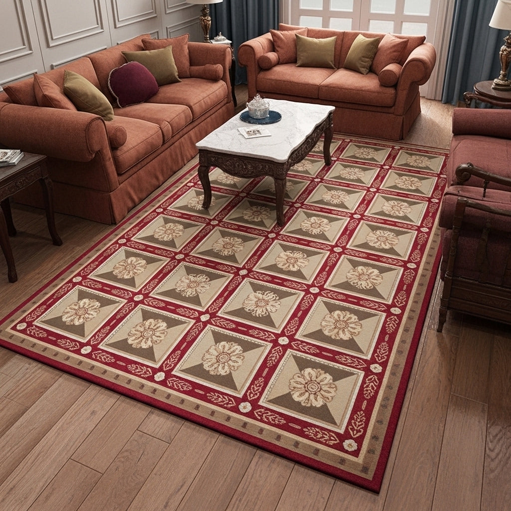 9 x 11.8 Needle Point Rug Roman Mosaic #PIX-12054
