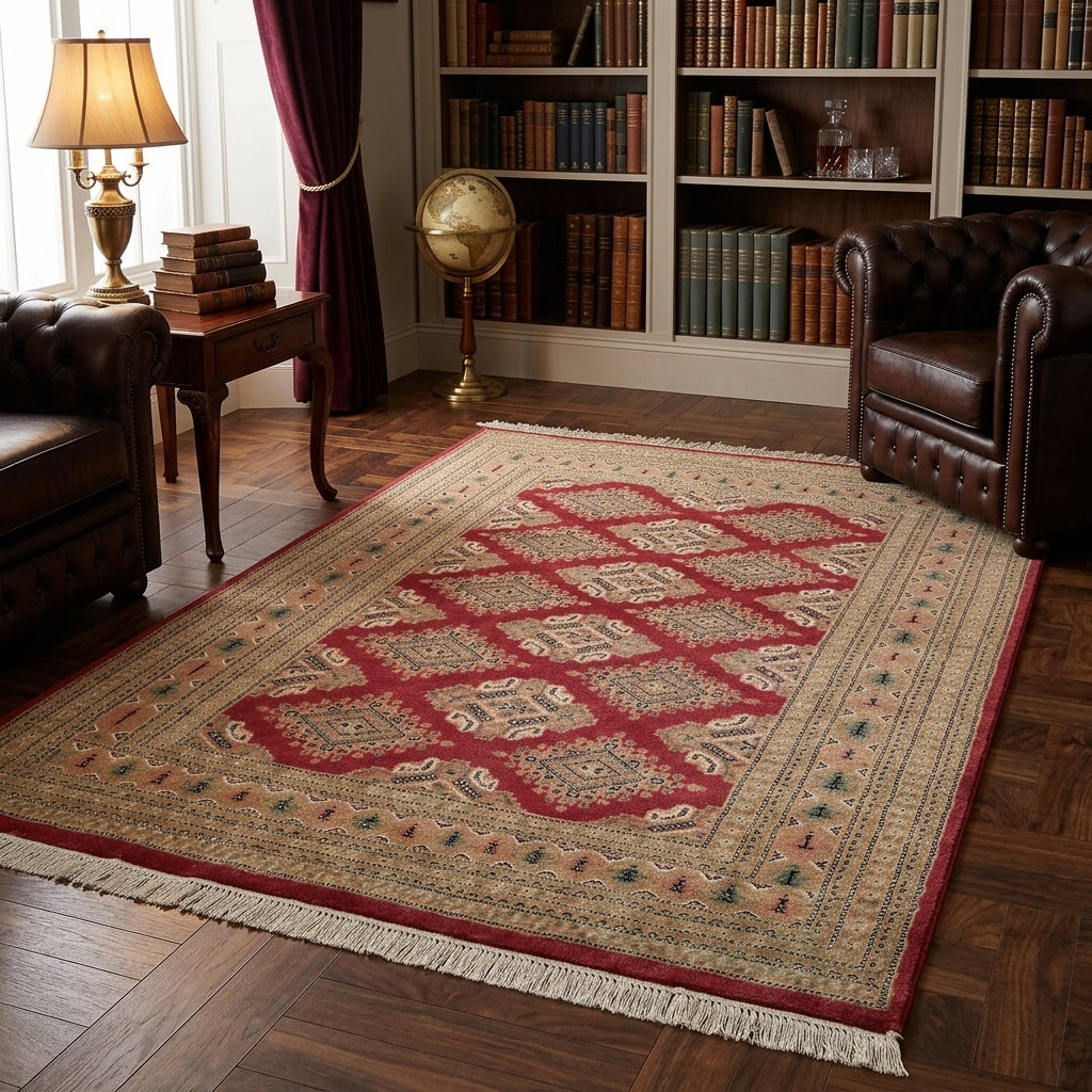 4 x 6 Hand-Knotted Jaldar Bokhara Rug #F-3111