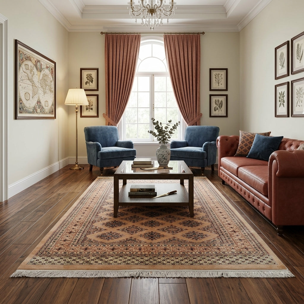 4 x 6.5 Hand-Knotted Jaldar Bokhara Rug #B-78175