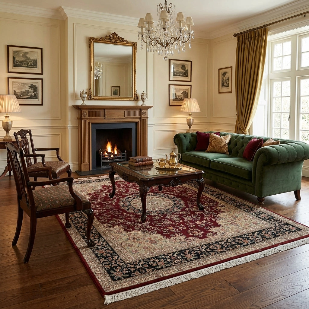 7.7 x 10 Gorgeous Quality Wool and Silk Hand-Knotted SinoTabriz Rug #F-3122