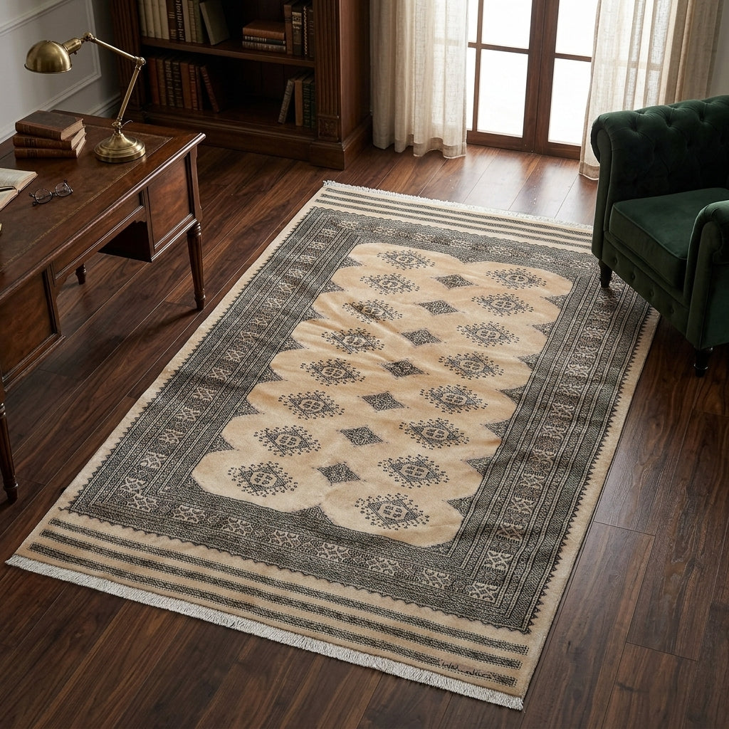 4 x 6 Quality Jaldar Bokhara Rug Imported Pakistan #F-3112