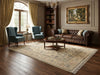 Load image into Gallery viewer, A large traditional oriental area rug in beige, blue, and brown tones is styled in a classic, elegant living room.