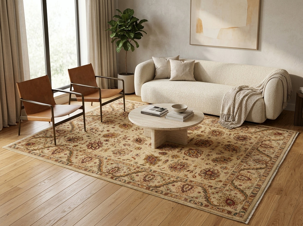 6.6 x 9.7 Quality Natural Wool Hand-Knotted Chobi Peshawar Rug Happy Warm Neutral Colors #B-73637