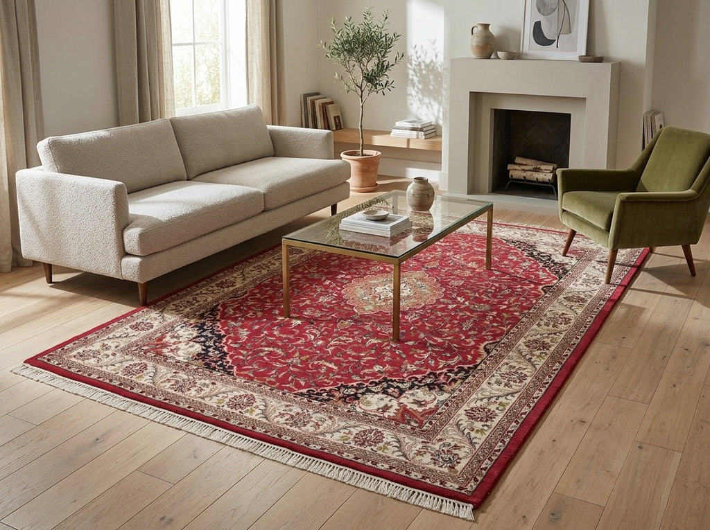 6.7 x 9.5 Hand-Knotted Jaipur Kashan Rug #PIX-9399