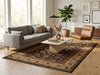 Load image into Gallery viewer, Living room with a gray sofa, brown armchair, and decorative rug.