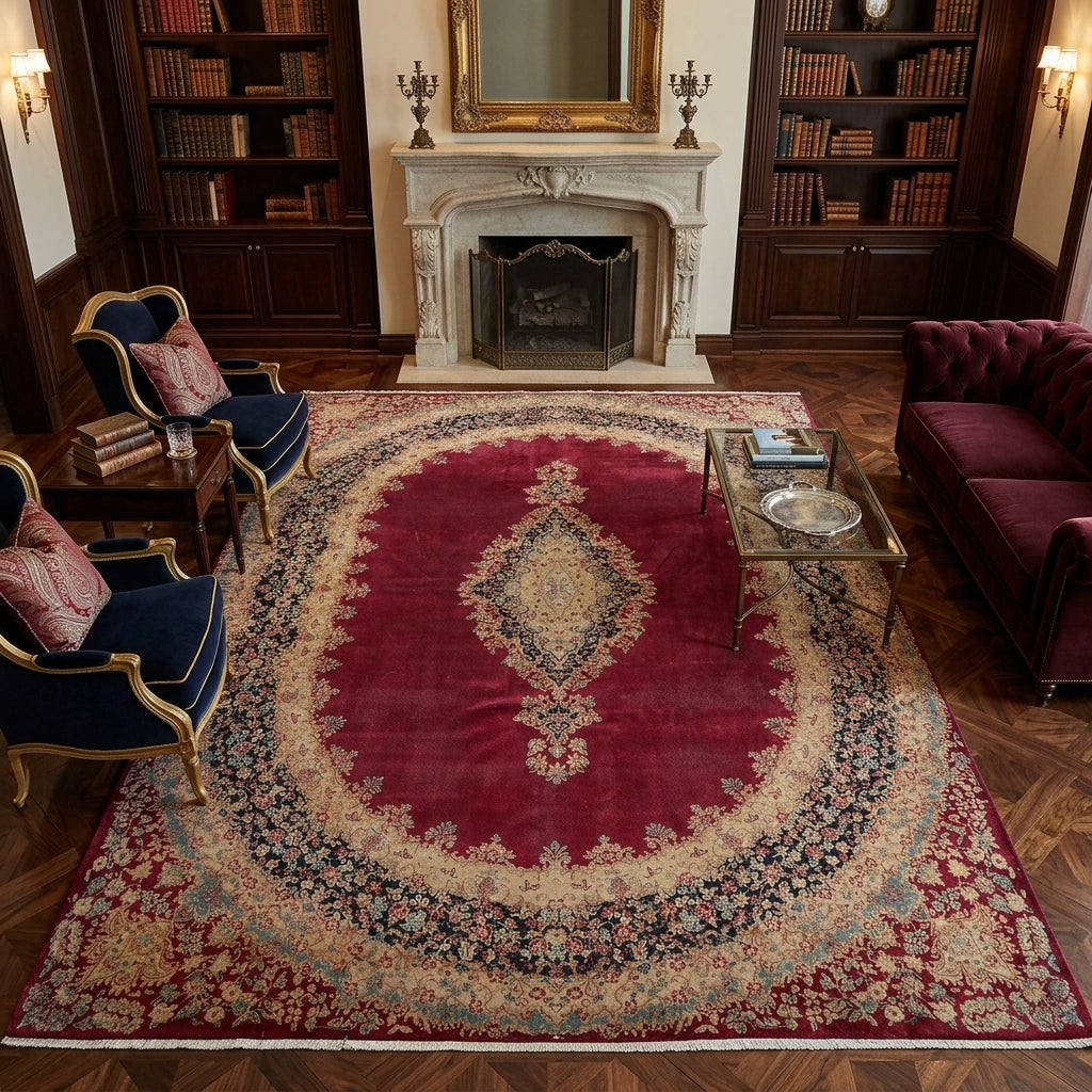 10 x 13.3 Authentic Persian Kerman Rug RICH Burgundy Iran Elegant Floral Carpet #PIX-11746
