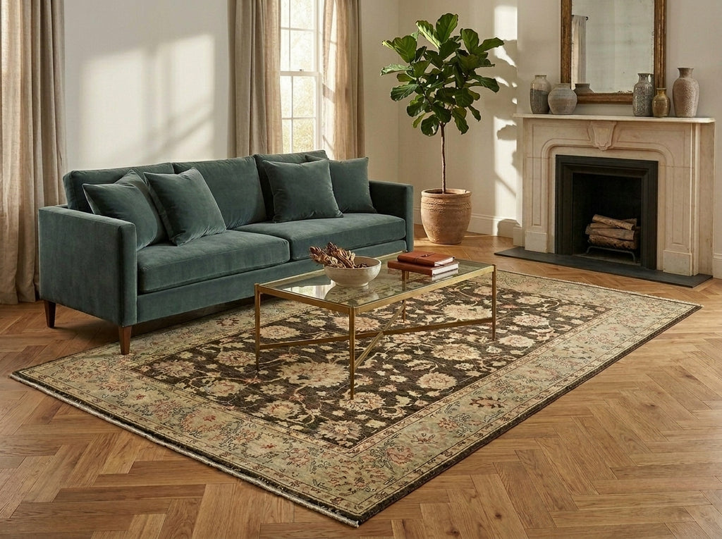 5 x 8 Chobi Forest Green Peshawar Rug - Pakistan #PIX-21415