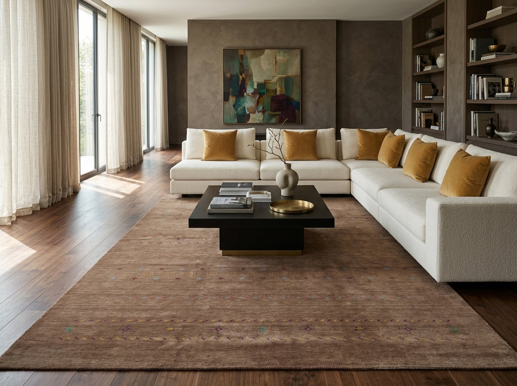 10 x 13 Handmade Contemporary Gabbeh Wool Rug Coffee Brown #F-3301