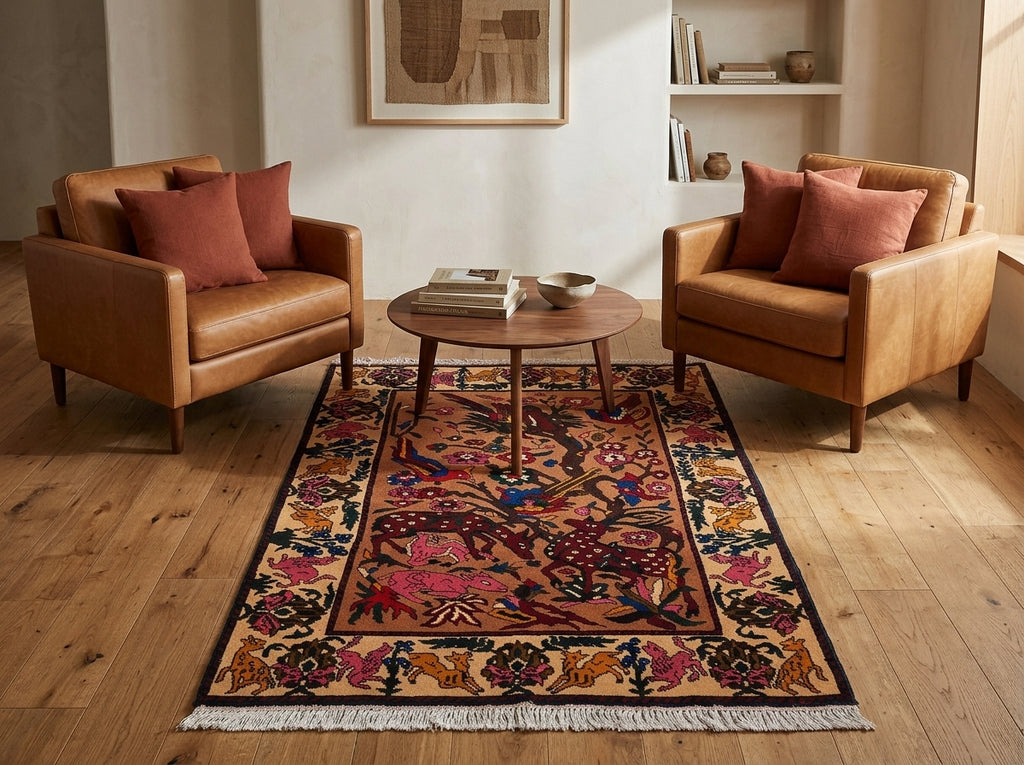 3 x 4.6 Hand-Knotted MulticolorTribal Animal Rug #F-3256