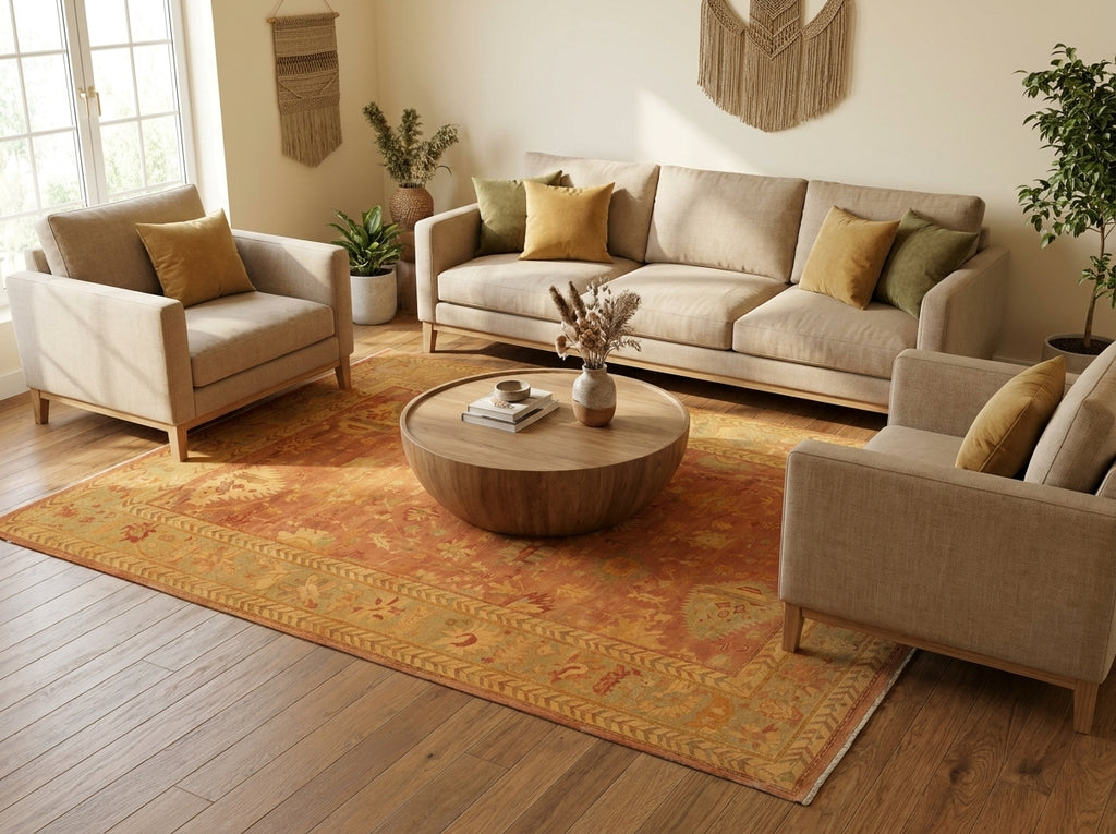 8 x 11.9 New Oushak Rug Neutral Warm Colors - view 2