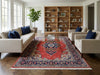 Load image into Gallery viewer, 7 x 10.8 Persian Sarouk Rug Coral Red 72410