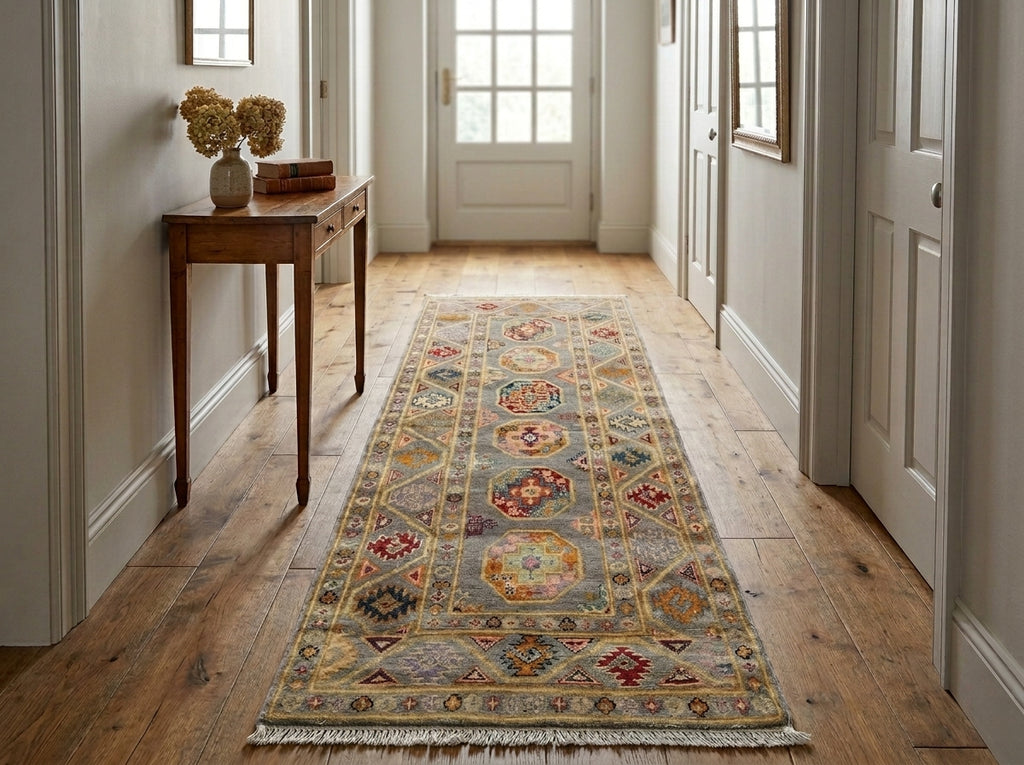 2.7 x 6.7' Feet Runner Kazak Gray Green #F-3264