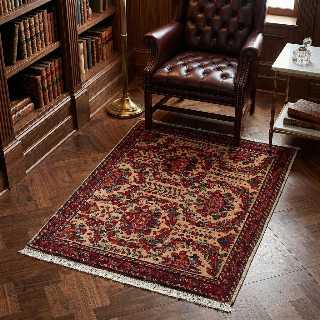 2 x 2.6 Persian Floral Bijar Small Rug  Dense Weave #F-3107