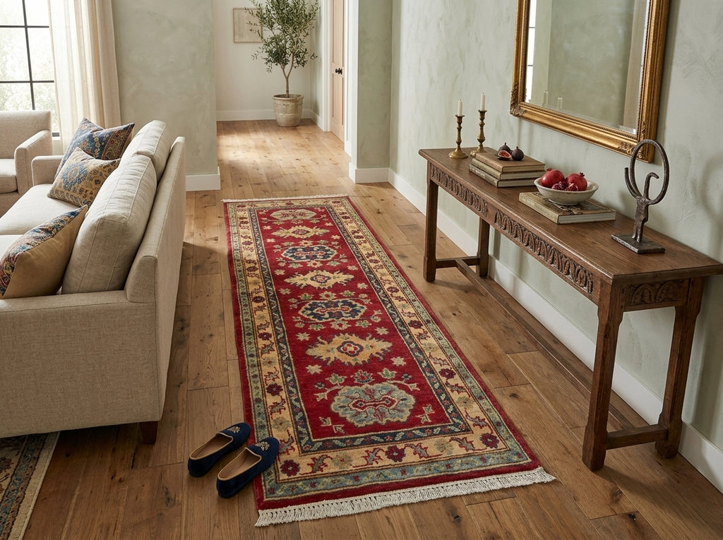2 x 6 Feet Small Runner Afghan Kazak Wool Rug #F-3285