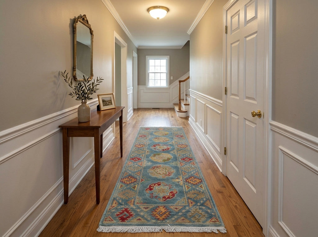 2 x 6' Feet Short Kazak Runner Aqua Blue Green #F-3289