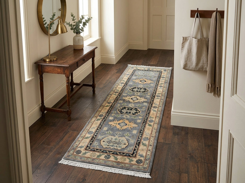 2 x 6 Feet Short Runner Gray Wool Kazak #F-3290
