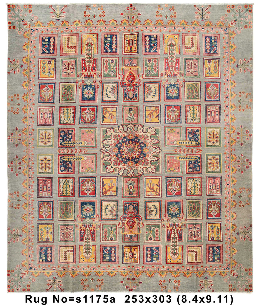 8.4 x 9.11 Kazak Center Medallion Handmade Rug #S1175