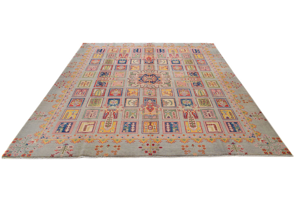 8.4 x 9.11 Kazak Center Medallion Handmade Rug #S1175