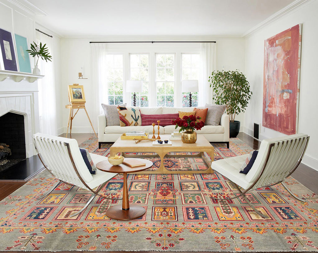 8.4 x 9.11 Kazak Center Medallion Handmade Rug #S1175