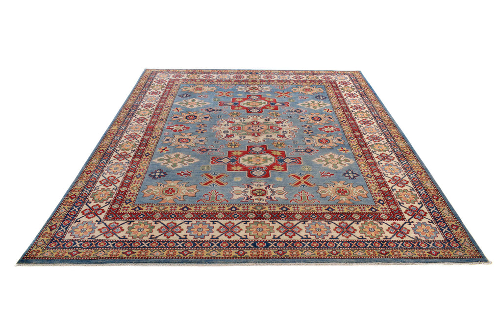 8.4 x 10.0 Light Blue Handmade Kazak Rug #S1176