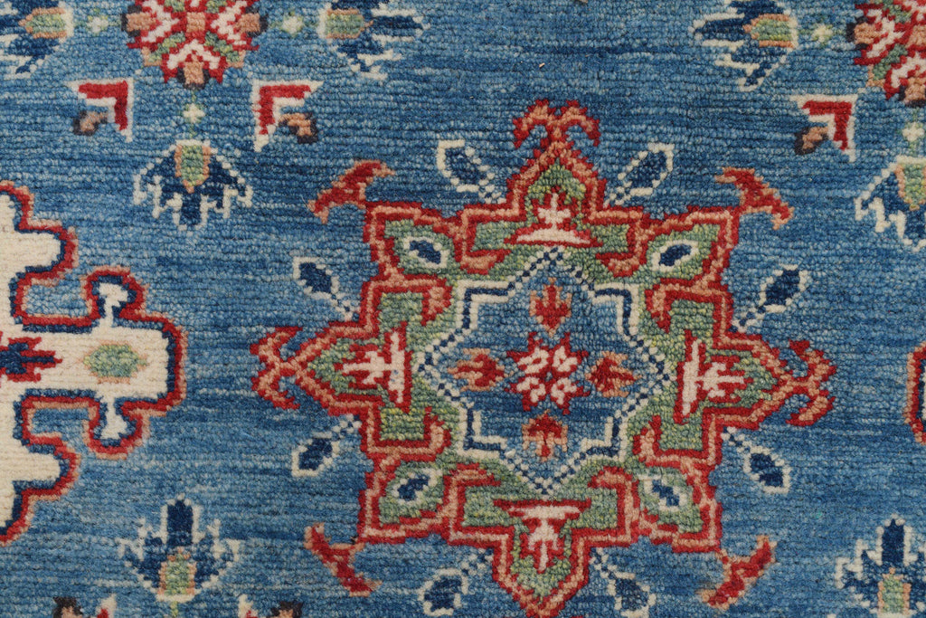 9.1 x 11.7 Blue Handmade All Over Pattern Kazak Rug #S1179