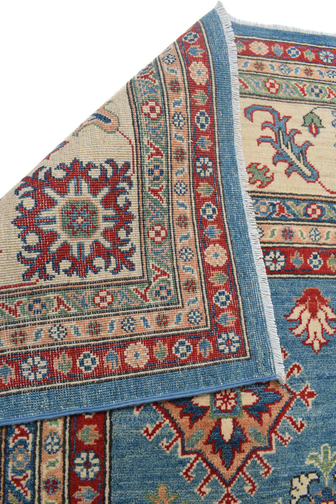 9.1 x 11.7 Blue Handmade All Over Pattern Kazak Rug #S1179