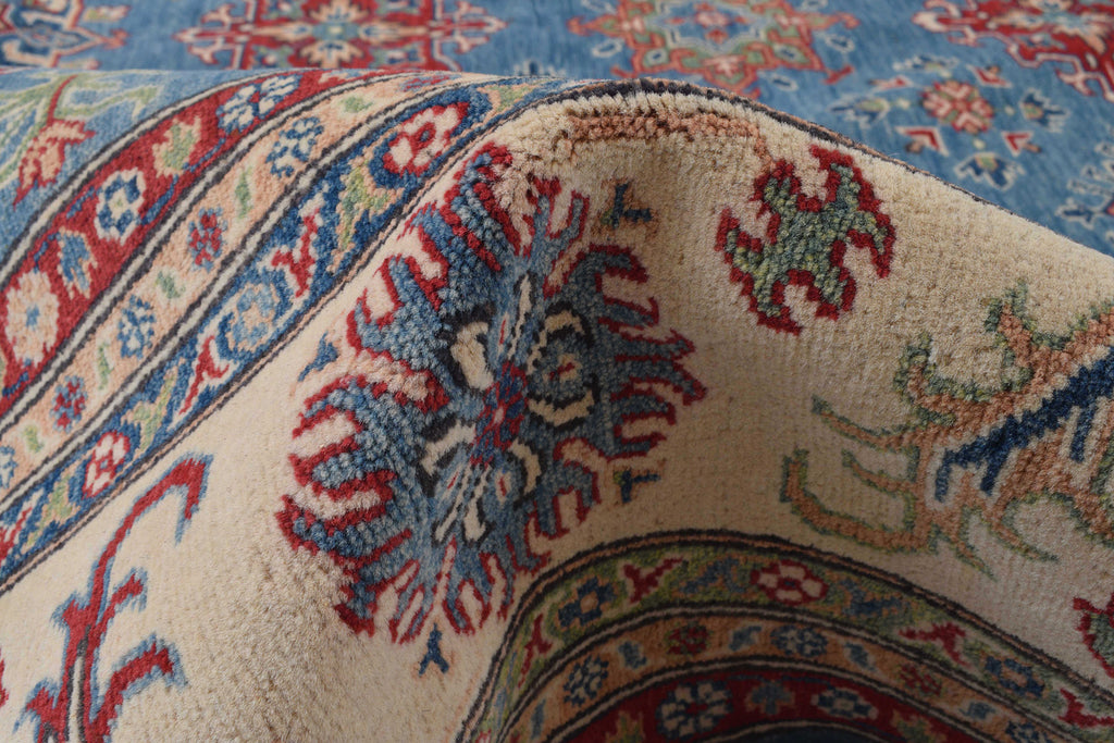 9.1 x 11.7 Blue Handmade All Over Pattern Kazak Rug #S1179