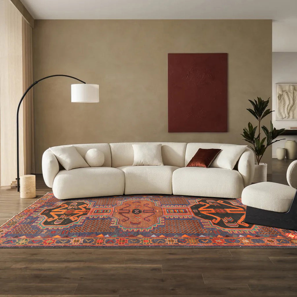 3.6 x 6.6 Decorative Ethnic afghan Tribal Wool Rug #SH1409